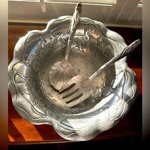 Arthur Court 1989 salad bowl with utensils